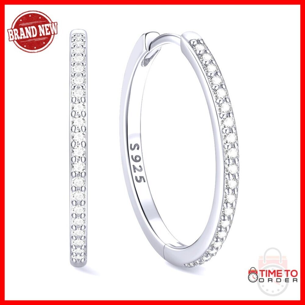 Sterling Silver Huggie Hoop Earrings 14K Gold Plated Hypoallergenic CZ